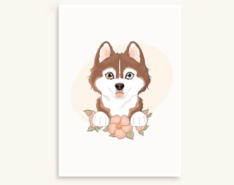 Pomsky, portrait personnalisée cartoon