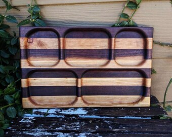 Bandeja de madera de cerezo y nogal negro, plato llano de madera con compartimentos, platos no tóxicos, platos con separadores, platos de comida para niños