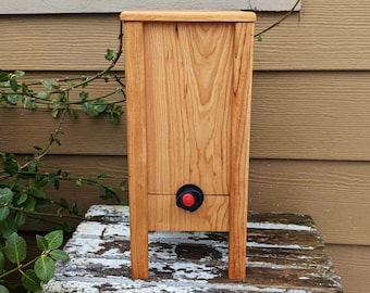 Caja de vino de madera de cerezo, portabolsas de madera, dispensador de vino, caja de vino con patas, almacenamiento de vino, caja de vino hecha a mano, decoración de bar