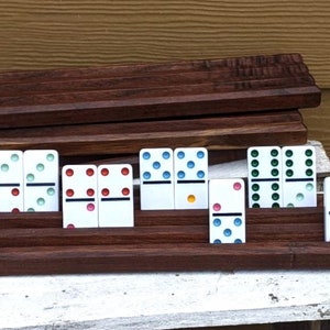 Four Black Walnut Domino Holders | Domino Holder Set | Wooden Domino Holder | Domino Rack | Wood Domino Stands | Domino Rack Set | Gift Idea
