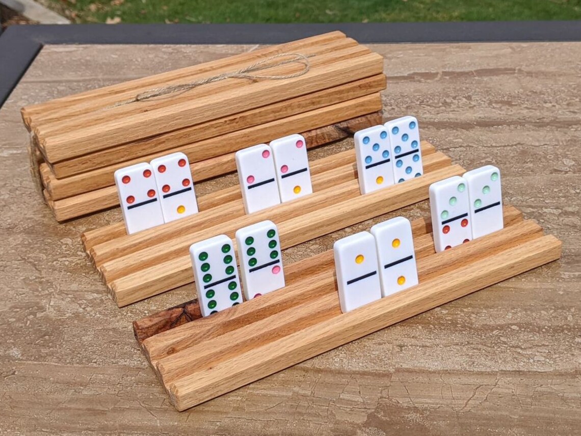 Two Wooden Domino Stands Wood Domino Racks Domino Game Etsy