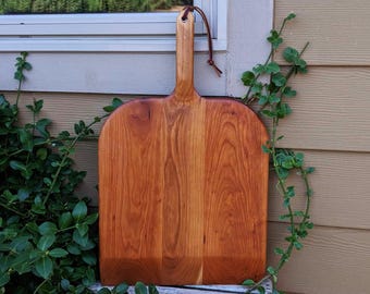 Pala de pizza de madera, pala de pizza de madera hecha a mano, pala para horno de pizza, pala de pizza de madera de cerezo, pala para horno de leña, trineo para pizza de pizzería, mango