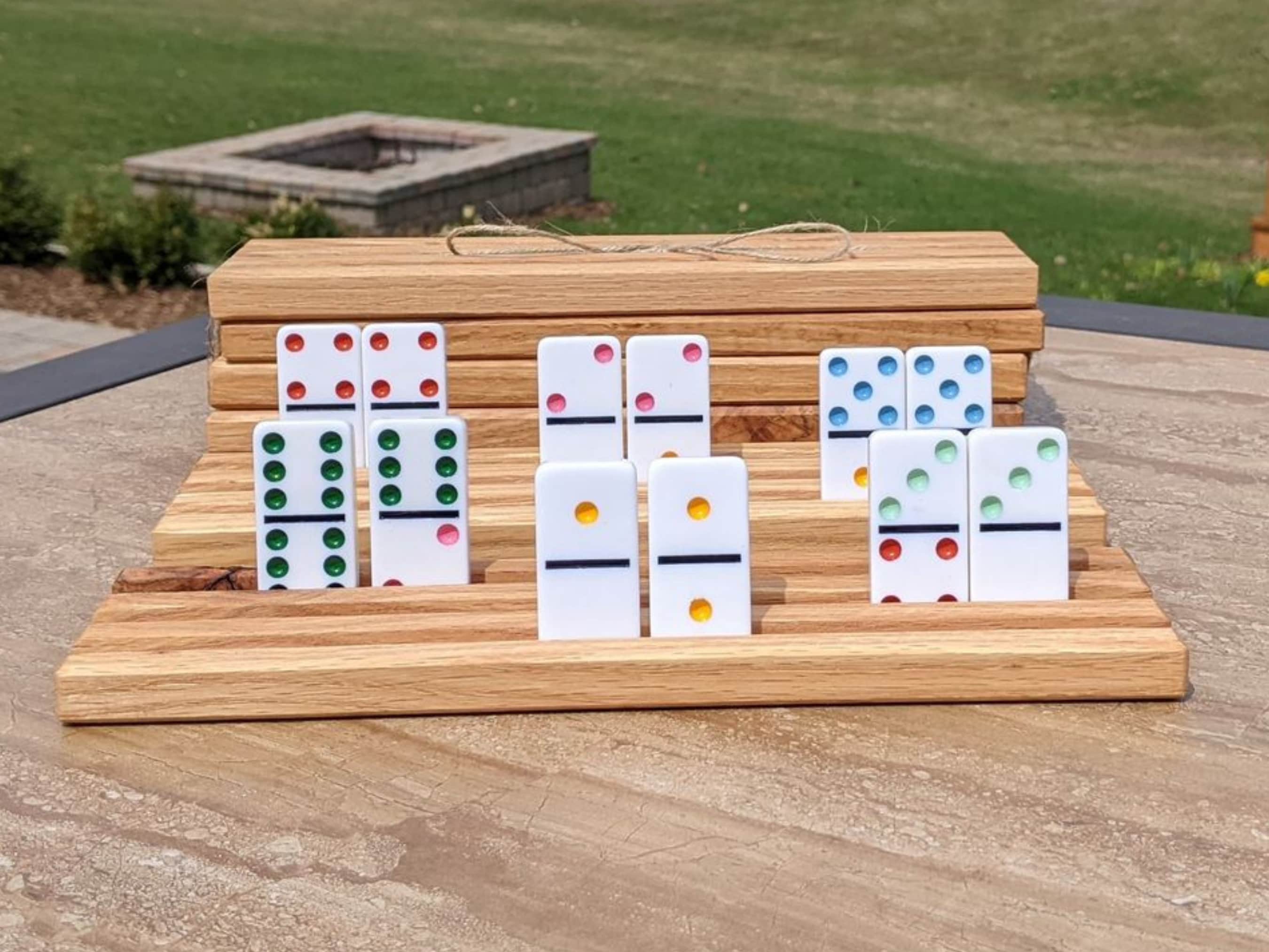 Wooden Domino Stand For 4 Pieces – Chat Perché