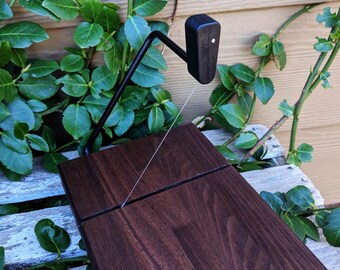 Cortador de queso de nogal negro, bloque de carnicero, cuchillo para queso, tabla para cortar queso, cortador de queso de madera, tabla para cortar queso de madera, madera, cuchillos