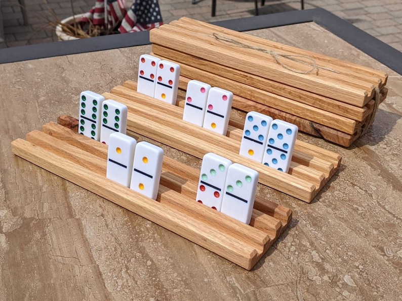 Two Wooden Domino Stands Wood Domino Racks Domino Game Etsy
