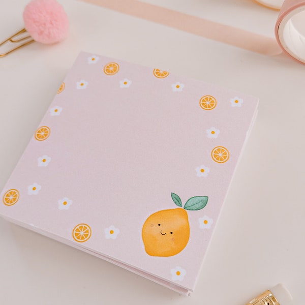 SMILING LEMON Sticky Notes | post-it | notes | notepad | memo | posts | stationery | fruity collection | cute