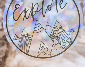 EXPLORE suncatcher sticker | rainbows | for the window | decoration for home or classroom