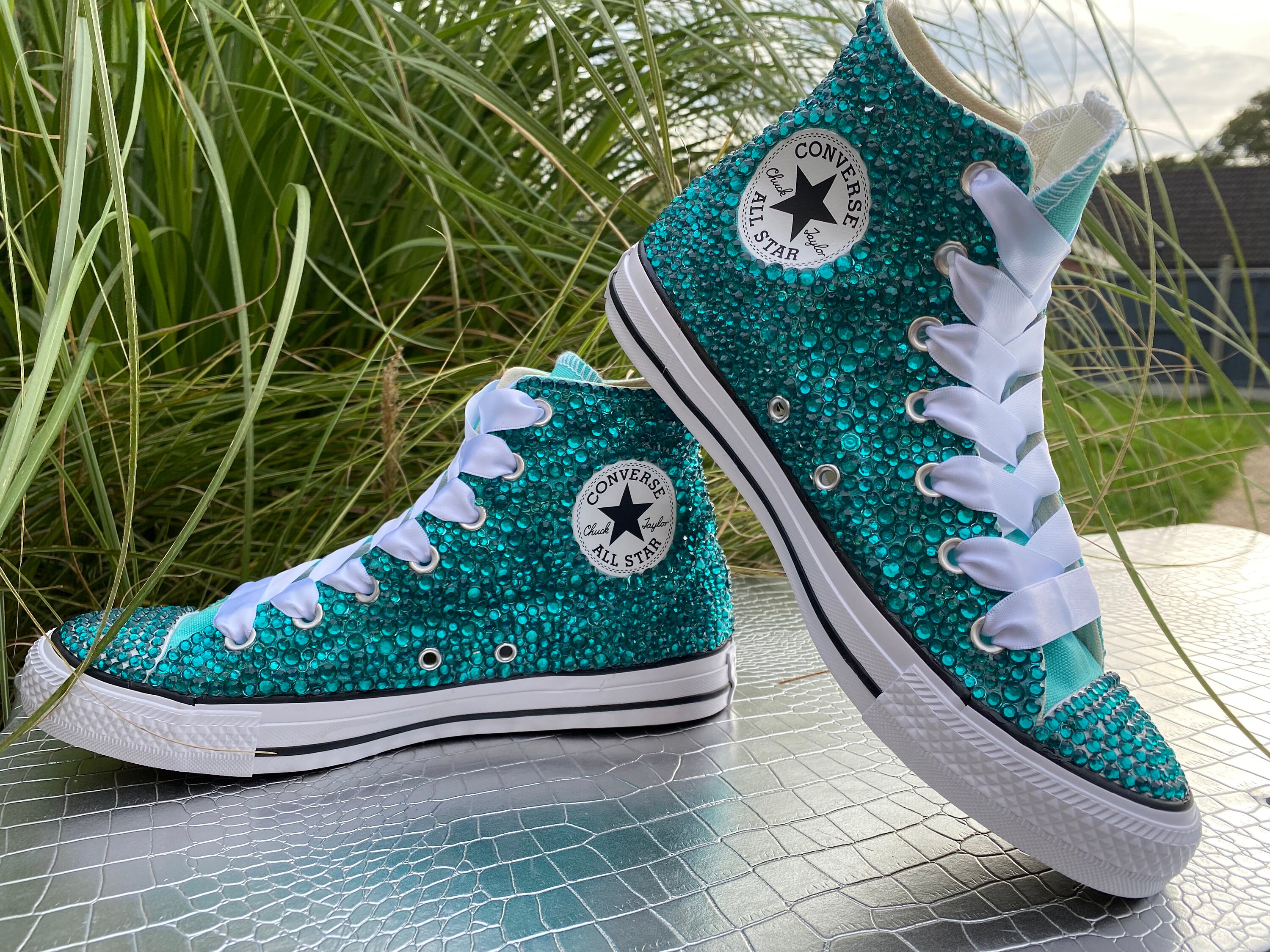 Turquoise glitter converse clearance