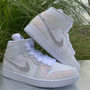 Limited Edition Jordan 1 Mid High Top Sneakers With Swarovski 