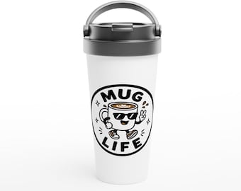 Tazza da viaggio, divertente regalo per gli amanti del caffè, in acciaio inossidabile da 440 ml.