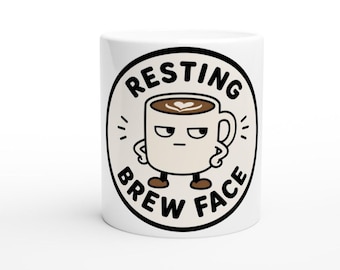 Tazza da caffè con espressione sorridente, divertente tazza imbronciata, 325 ml, in ceramica, ideale come regalo.
