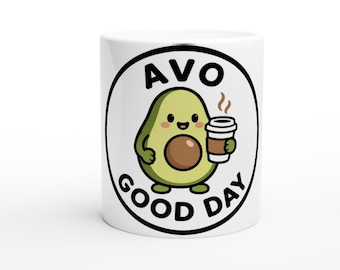 Tazza Avo Good Day con avocado, regalo per gli amanti del caffè, tazza in ceramica da 325 ml