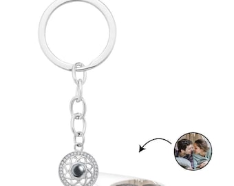 Custom Photo Projection Keychain Sun and Moon Couple Commemorative Gifts