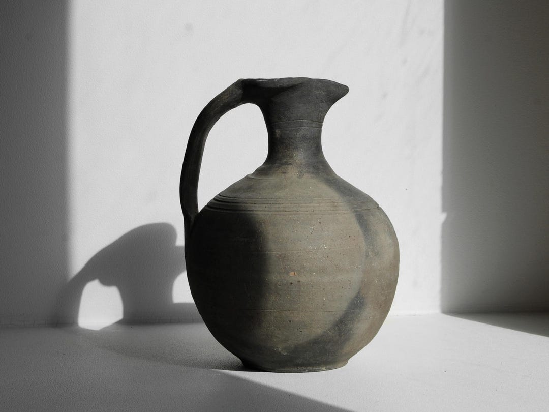 Greyware Handmade Ceramic Flagon | Ancient Greek Inspired Greyware Pitcher, Wabi ...