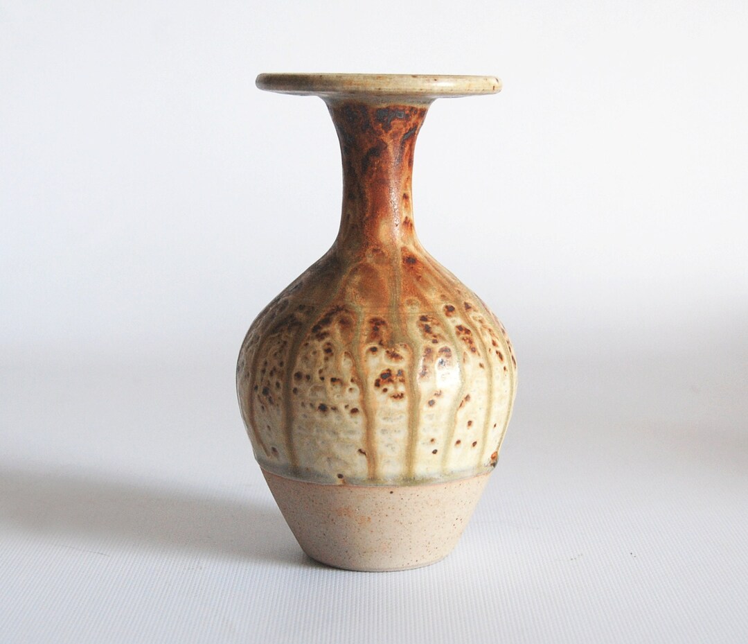 Hand Thrown Studio Pottery Vase | Ikebana Drip Glaze Ceramic Vessel ...