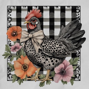 Chicken Rooster  Fabric Panel, Vintage Chicken Fabric panel,  Chicken Quilt, Quilting Panel,