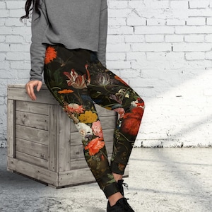 Black floral joggers online