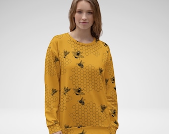 Bee Sweatshirt: Honeycomb Unisex Nature Lover Crewneck