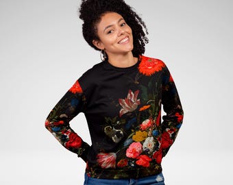 Floral Art Nouveau Sweatshirt: Soft Brushed Fleece Pullover