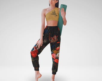 Floral Print Fleece Joggers: 'Elizabeths Dream' Rave Sweatpants