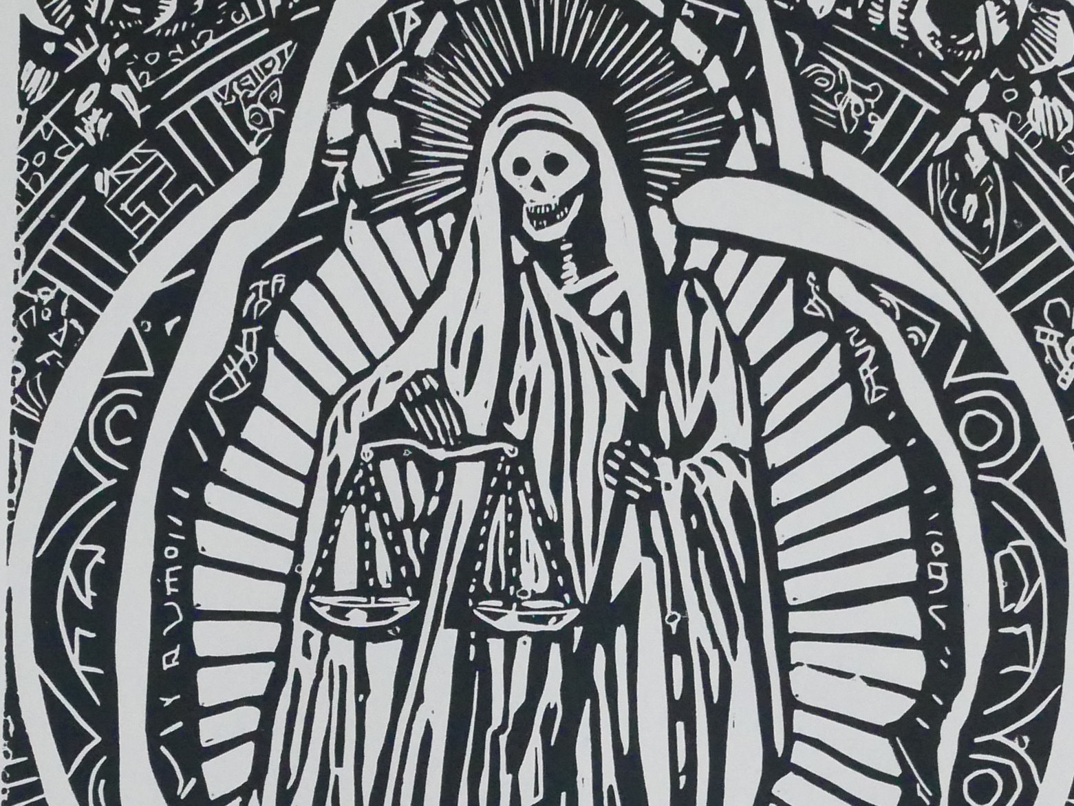 Santa Muerte Linocut Print | Original Occult Wall Art | Dark Goddess ...