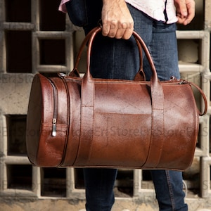 Leather Duffle Bag, Travel Luggage Bag, Duffel Bag, Weekender Bag, Gym Bag, Carryon Baggage, Personalized Gift