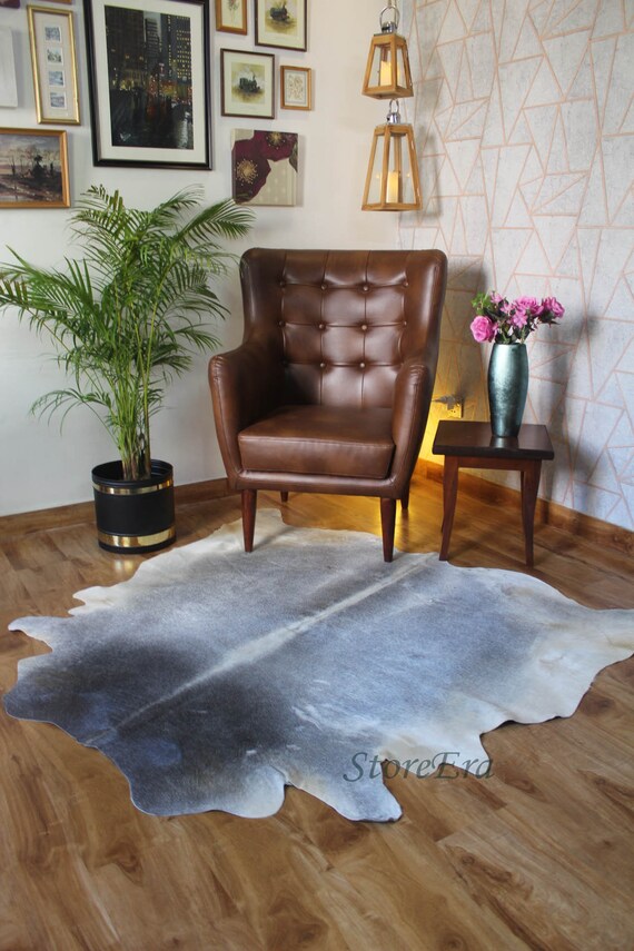 Genuine Cowhide Rug Grey Black 5x6 Ft Approx Large Cow Skin Etsy