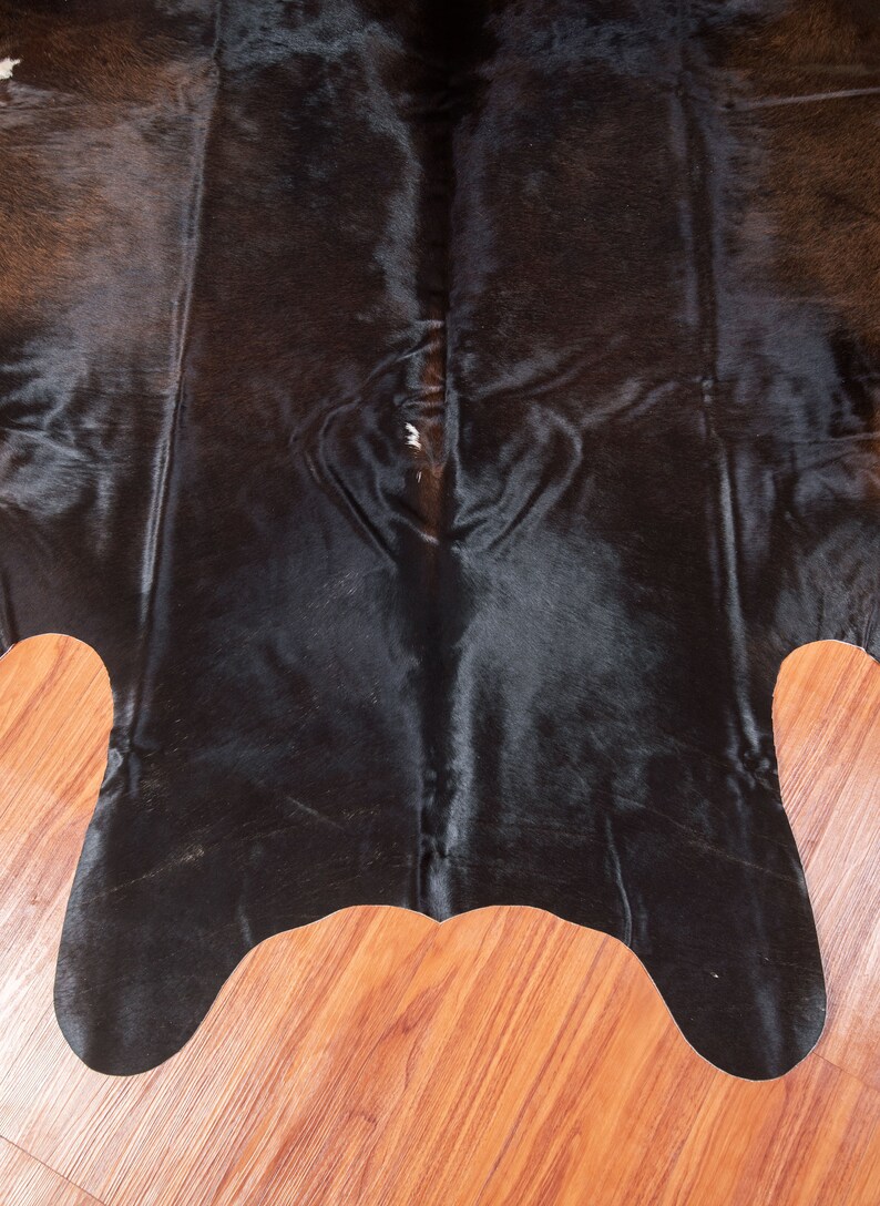 Exotic Cowhide Leather Area Rug, Brown Black 5x5 Ft Approx, Premium Cow