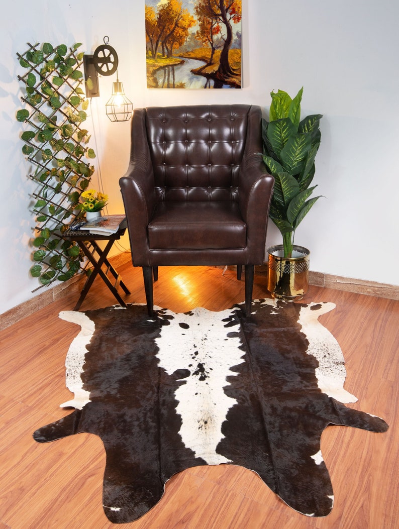 Cowhide Rug Tricolor Large Cow Hide Skin Rug 5x6 Ft Real Etsy