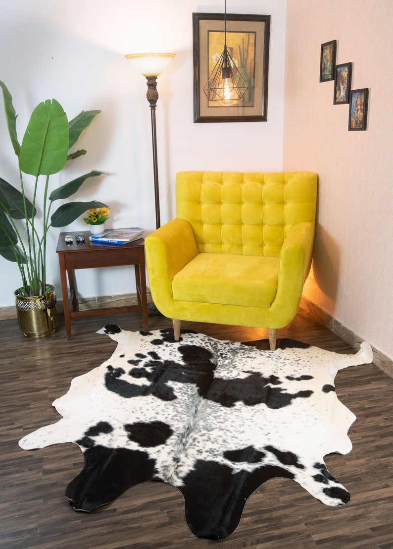 Cowhide Rug Black and White, Cow Hide Area Rug, Brazilian Cow Skin Carpet, Real Cow Leather Rugs