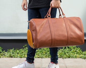 Leather Duffle Bag, Leather Weekender Bag, Duffle Travel Bag, Real Leather Gym Bag, Groomsmen Gift Bag, Personalized Gift for him