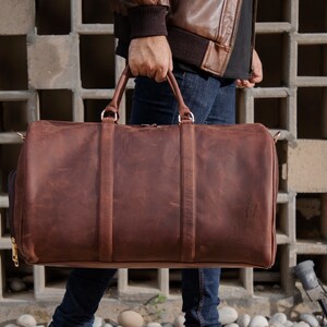 Leather Duffle Bag, Leather Weekender Bag, Duffle Travel Bag, Real Leather Gym Bag, Groomsmen Gift Bag, Personalized Gift for him