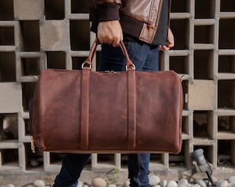 Leather Duffle Bag, Leather Weekender Bag, Duffle Travel Bag, Real Leather Gym Bag, Groomsmen Gift Bag, Personalized Gift for him