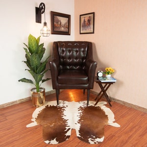 cowhide rug brown and white