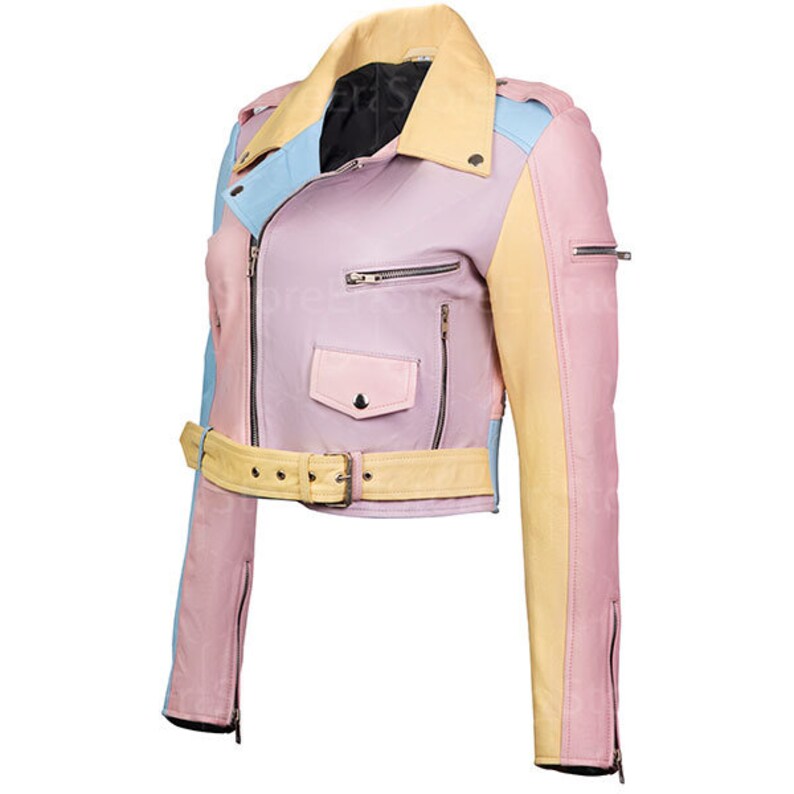 Women Leather Jacket Pastel Leather Jacket Pink Leather Etsy