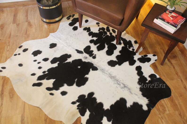 Cowhide Rug Black and White Cow Hide Area Rug Brazilian Cow Etsy
