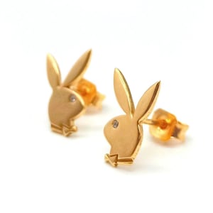18K Playboy Bunny Earrings Minimalist Jewelry for Best Friends, Christmas, Birthday, Valentine&#39;s Day Gift for her, him