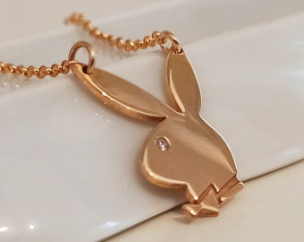 Bunny Necklace Gold Vintage Playboy Style Gifts for her & gifts for him Best friend gift Valentines day gift idea