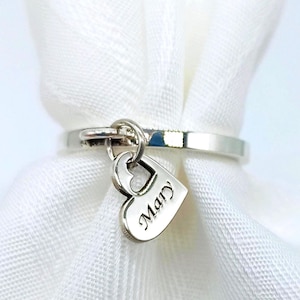 Initial Heart Ring Dangle, Custim Name Rings Personalized Jewelry Gift for Her, Birthday, Christmas,Promise, Anniversary  gifts