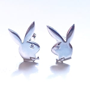 Men&#39;s Playboy Stud Earrings Silver Playboy Jewelry Best friend gift idea