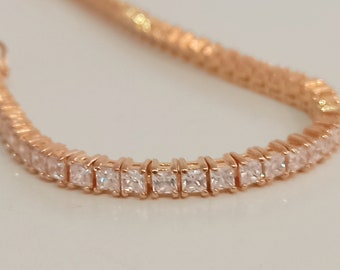 Tennis bracelet gold  Diamond cz tennis bracelet Bridesmaid bracelet 14K gold plated 925 silver Gift for her