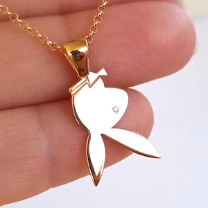 Vintage Playboy Style Upside Down Bunny Necklace for Boyfriend Gift for him Valentines day