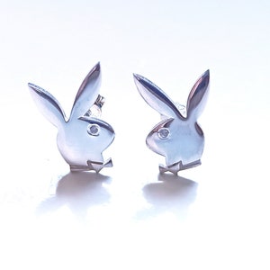 Bunny Earrings Studs Silver Vintage Playboy Gift for him for her Fashionable gifts