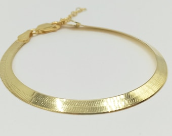 Herringbone bracelet 18K Gold plated over Sterling silver Best gift for her Valentines day gift