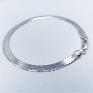 Silver Herringbone Bracelet Snake chain bracelet Sterling Silver NON TARNISH Bracelet for woman Gift for her