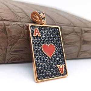 Iced Out Pendant Rose Gold Ace Of Heart Hip Hop Men's Jewelry Best Gift for him, Unique Boyfriend Gift