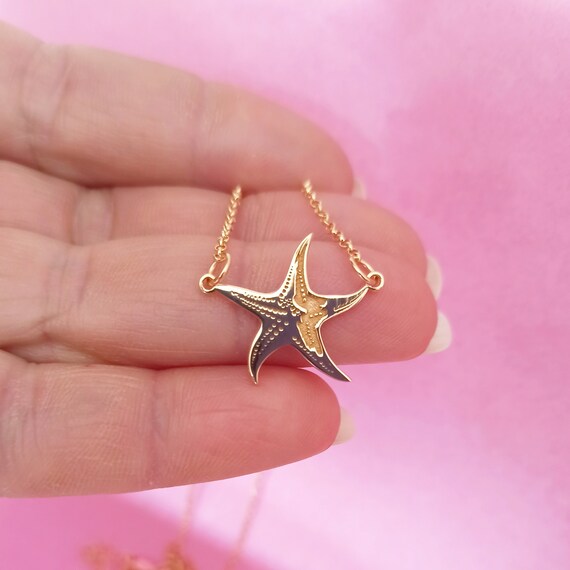 Collier & Boucles D'Oreilles Étoile De Mer Dorées - Bijoux Été Pour Femme, Cadeau Pour Amie Ou Épouse