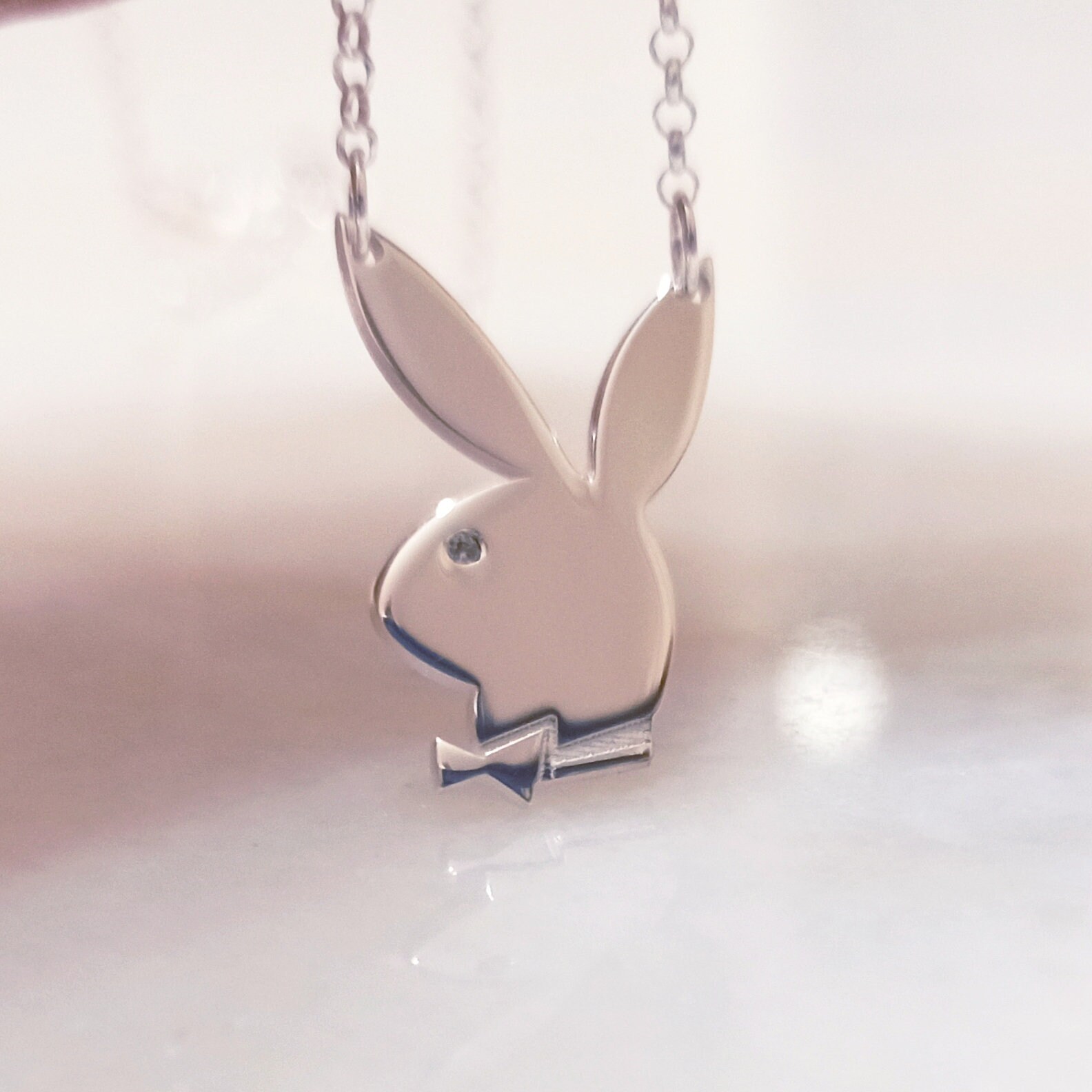 Playboy Bunny Necklace Sterling Silver, Minimalist Jewelry Gift