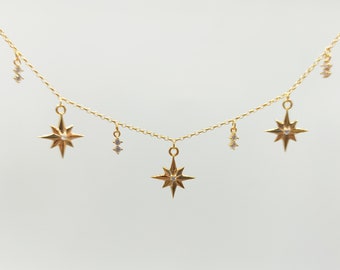 North Star Necklace Charm necklace Stars Necklace 14K gold plated sterling silver Gift for her Christmas gift