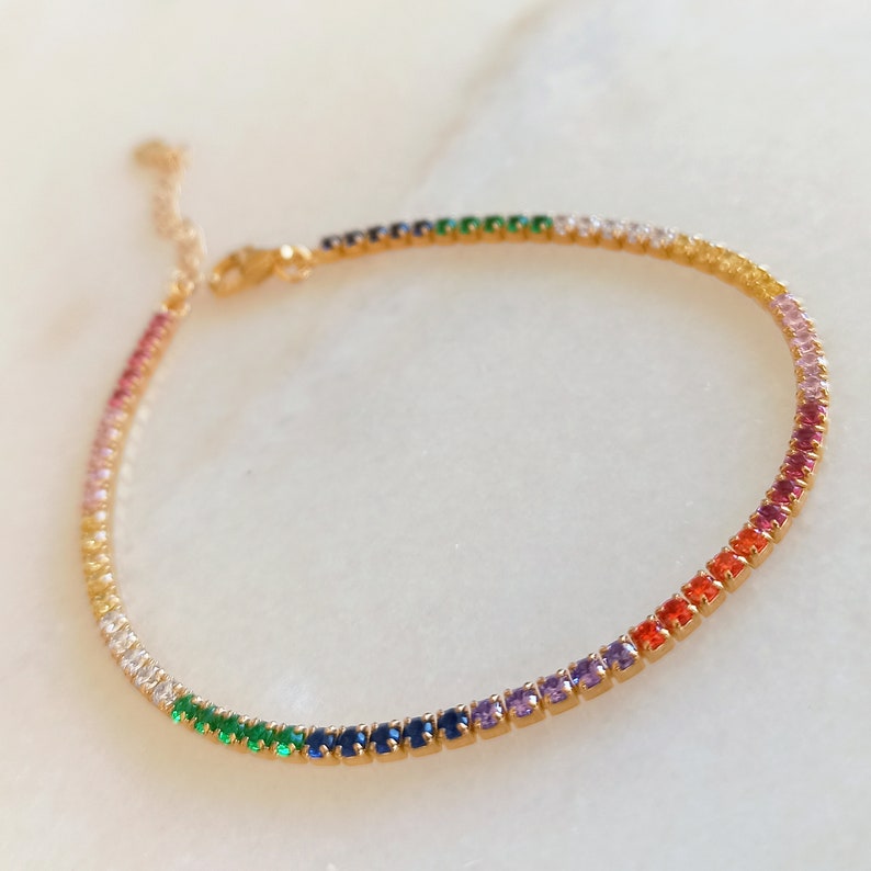 Tennis Kette Armband 18K Gold über Sterling Silber Geschenk für Ihn